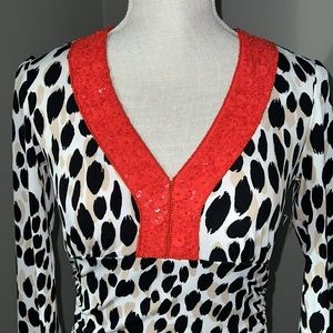 Boston Proper XXS Sexy Summer Top Sequins and Animal Print